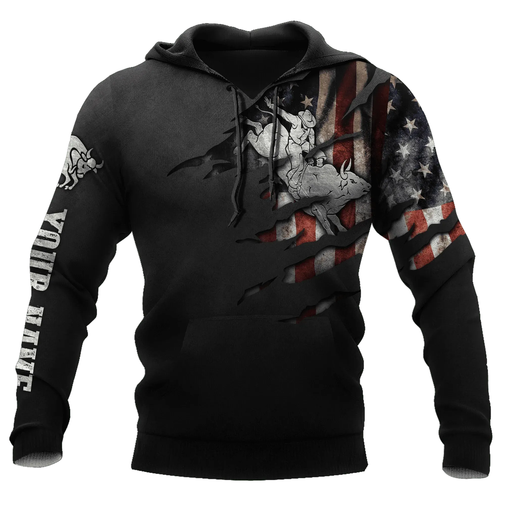 Personalized Name Bull Riding Unisex Hoodies American Bull Rider Hoodie