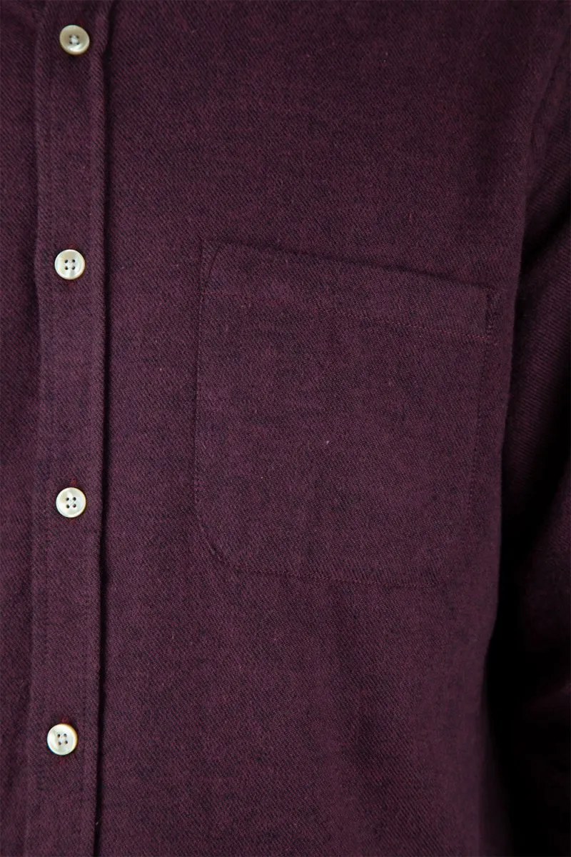 Portuguese Flannel Teca Shirt (Bordeaux Dark Red)