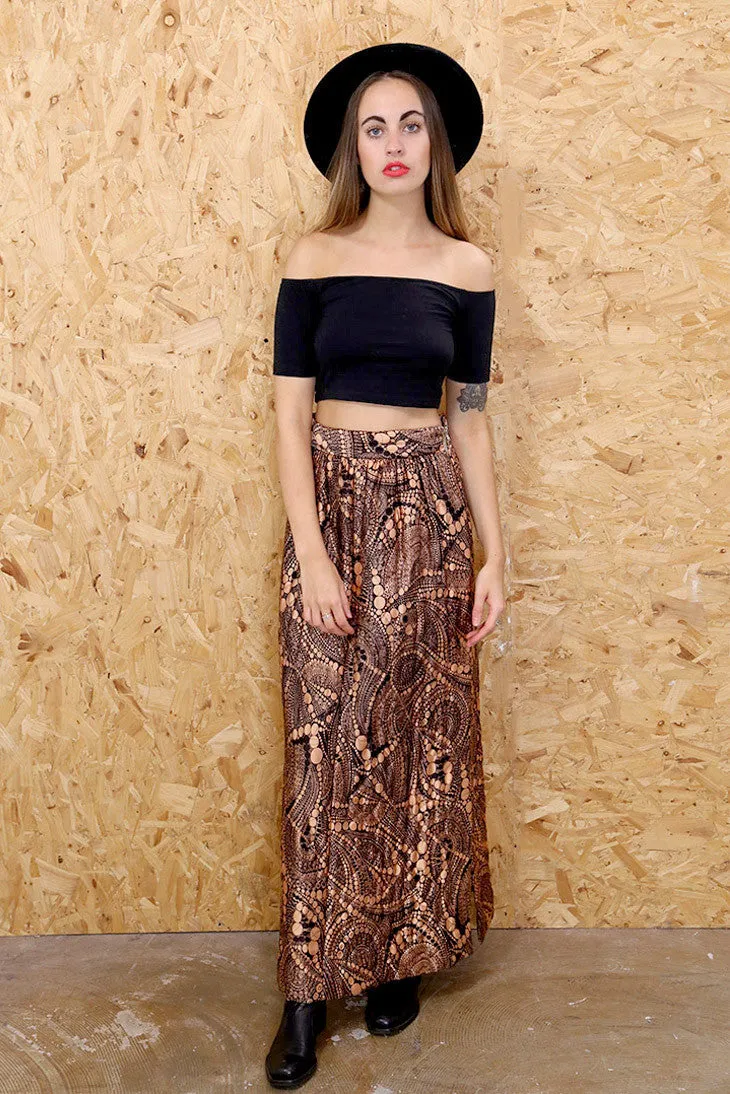 Rose Psychedelia Metallic Maxi Skirt