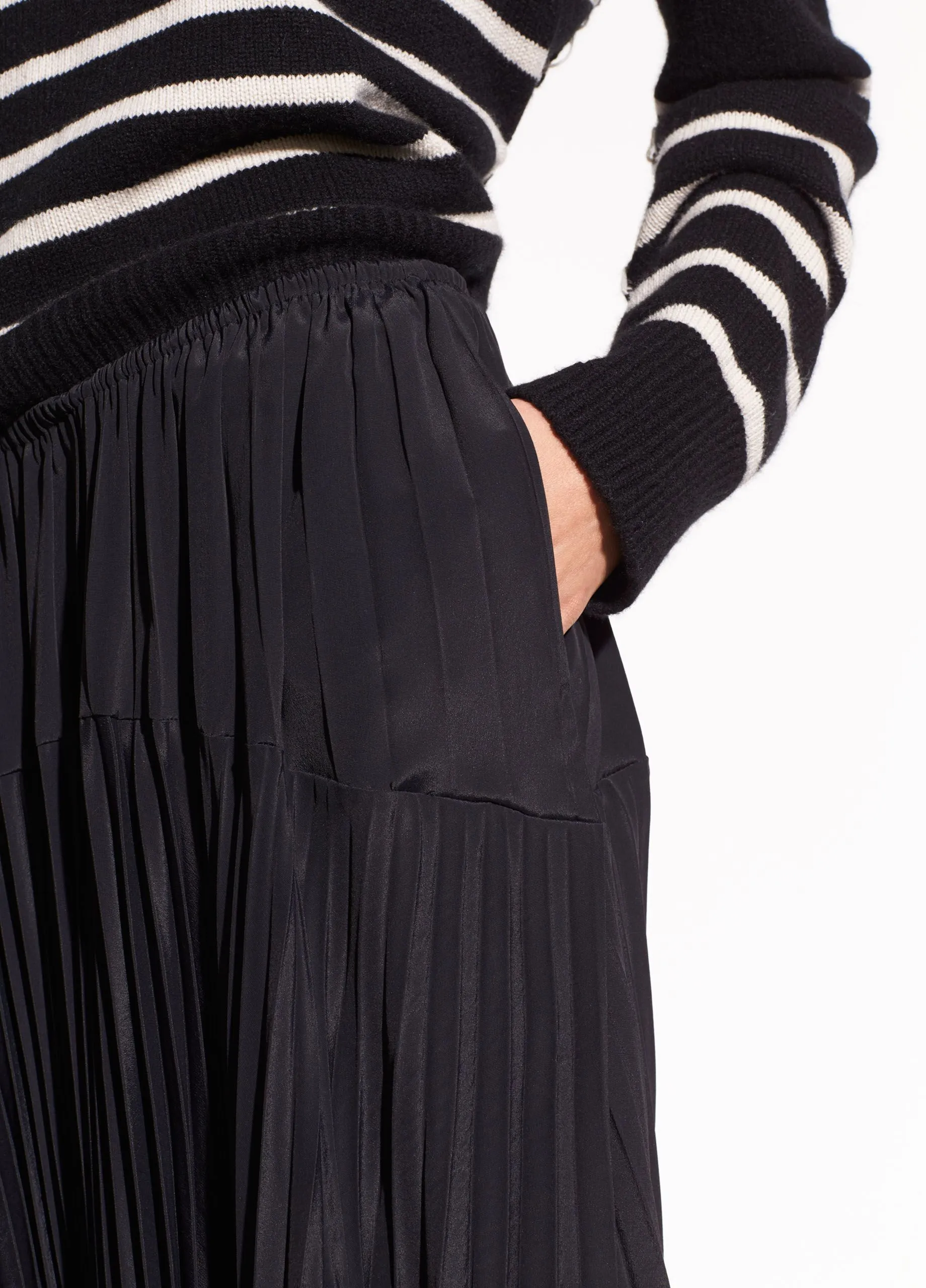 Vince - Pleated Italian Crepe de Chine Skirt