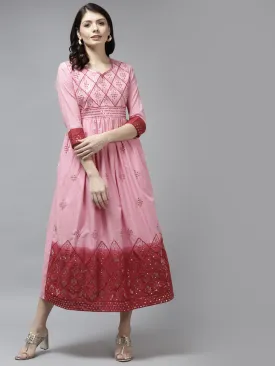 Women Pink Cotton Dress