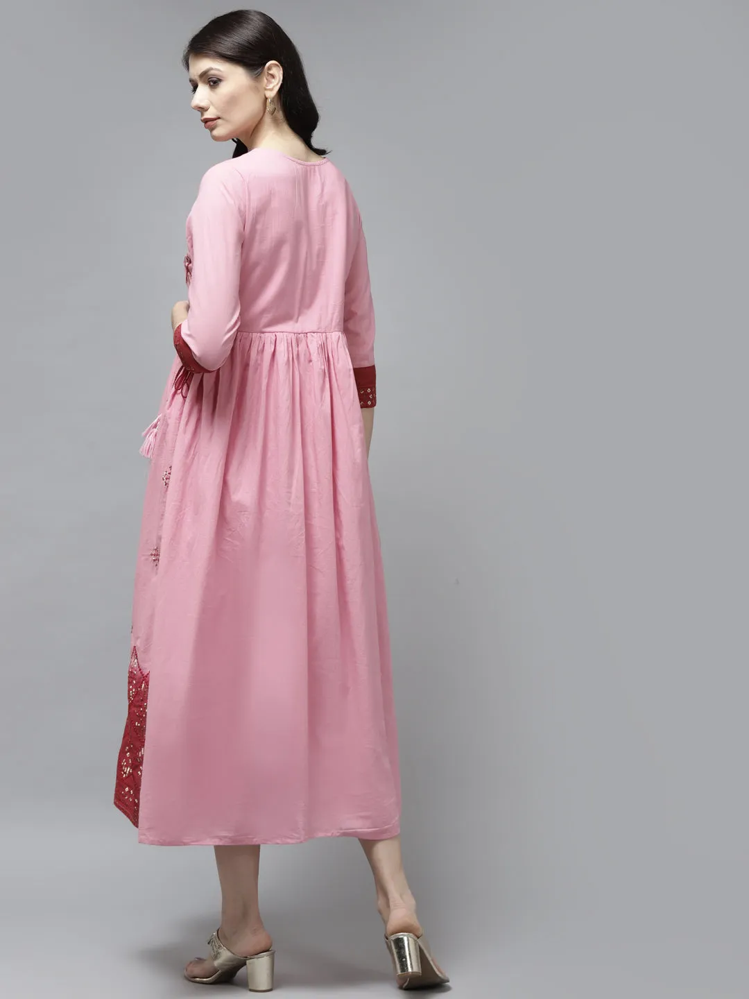 Women Pink Cotton Dress