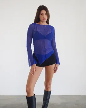 Zartina Top in Sheer Texture Blue